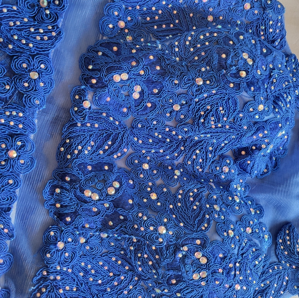 Anny Lee Blue Cocktail Formal Rhinestone Mesh Minidress Size XS - Picture 11 of 16